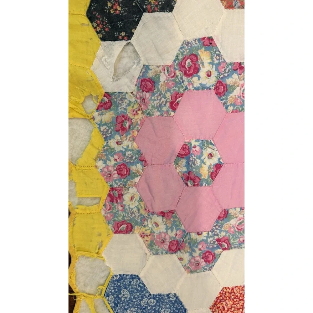 Vintage Grandmother's Flower Garden Quilt 89